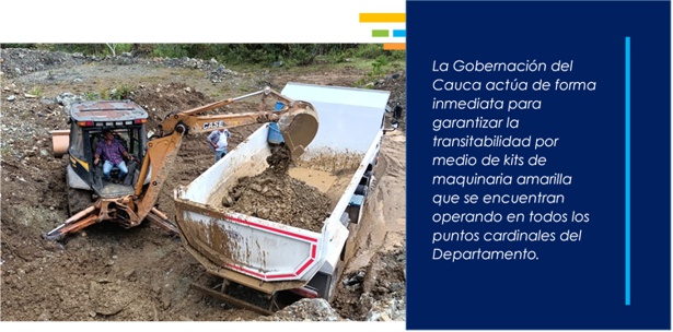 Más de 80 equipos de maquinaria amarilla atienden ola invernal y vías en el Cauca Más de 80 equipos de maquinaria amarilla atienden ola invernal y vías en el Cauca