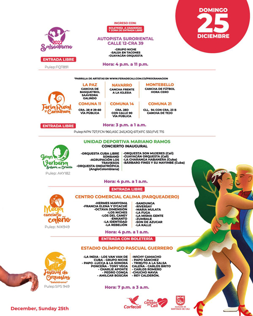 Programación feria de cali 