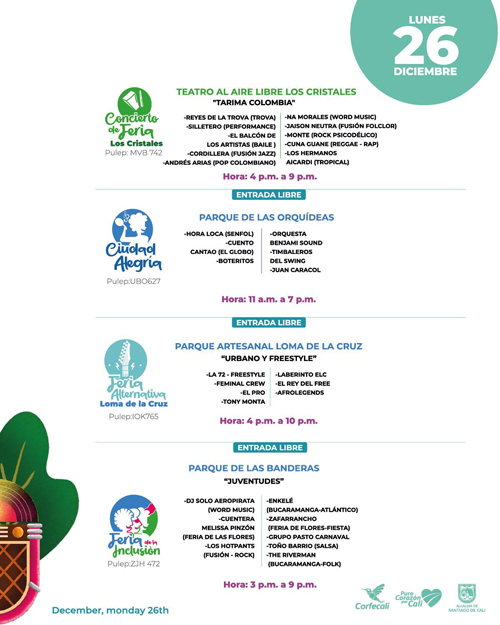 Programación feria de cali 