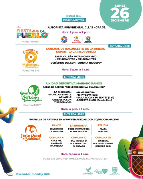 Programación feria de cali 