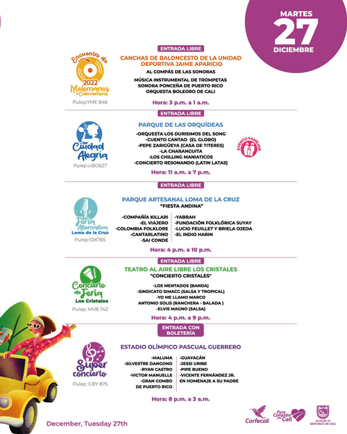 Programación feria de cali 