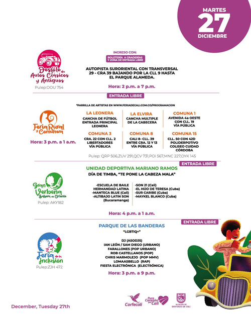 Programación feria de cali 