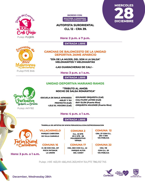 Programación feria de cali 
