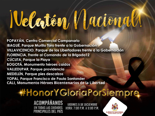 Velatón nacional en honor a nuestros soldados