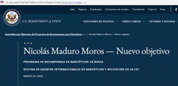 Recompensa de US$ 15 millones por captura de Maduro Recompensa de US$ 15 millones por captura de Maduro