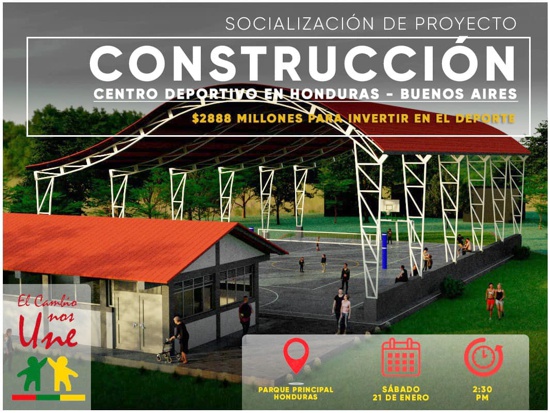 Socializan construcción de Centro Deportivo en Honduras, Buenos Aires Socializan construcción de Centro Deportivo en Honduras, Buenos Aires