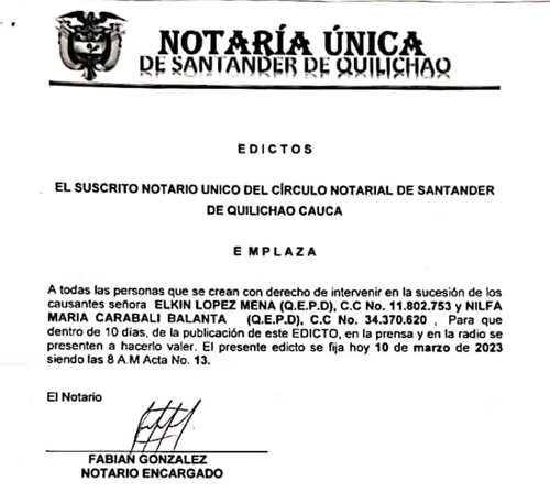 Atención a este edicto por sucesión