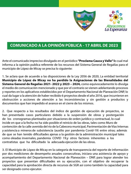 Alcaldía de López de Micay evidencia su ineficaz gestión