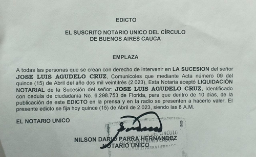 Atención al siguiente edicto por sucesión