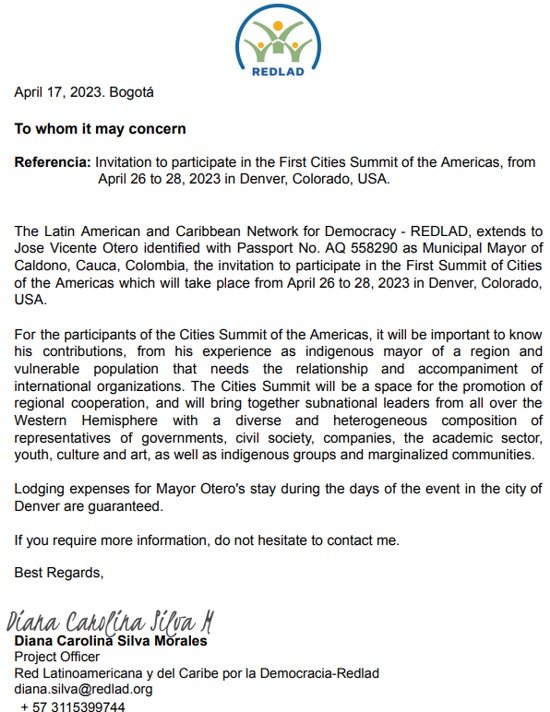 Caldono participará en la Primera Cumbre de Ciudades de las Américas en Denver, Colorado Caldono participará en la Primera Cumbre de Ciudades de las Américas en Denver, Colorado