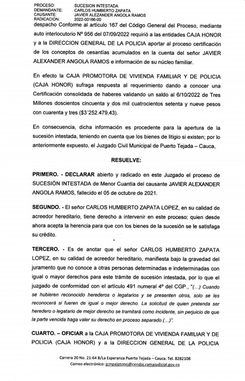 edicto: Carlos Humberto Zapata López edicto: Carlos Humberto Zapata López