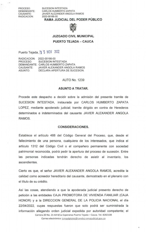 edicto: Carlos Humberto Zapata López edicto: Carlos Humberto Zapata López