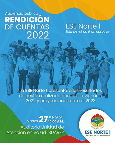 ESE Norte 1 presentará informe de gestión y rendición de cuentas ESE Norte 1 presentará informe de gestión y rendición de cuentas