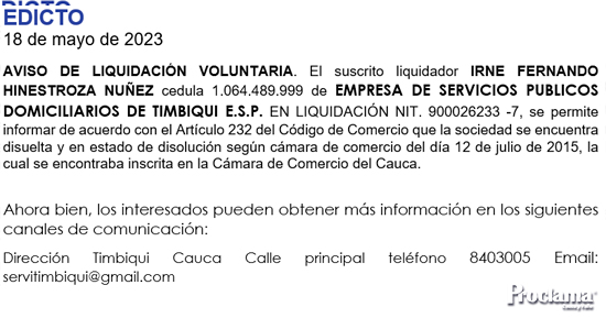 Atención al siguiente edicto: aviso de liquidación Atención al siguiente edicto: aviso de liquidación