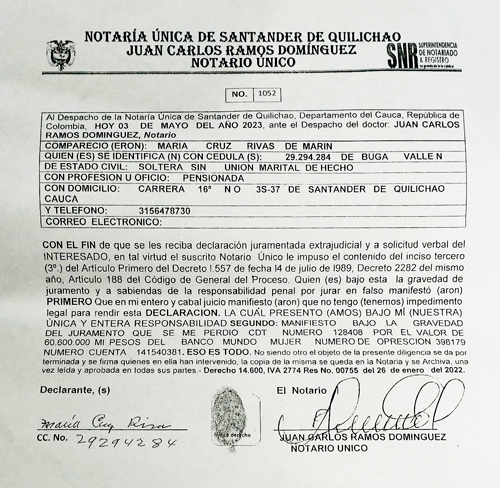 Aviso por pérdida de CDT Aviso por pérdida de CDT