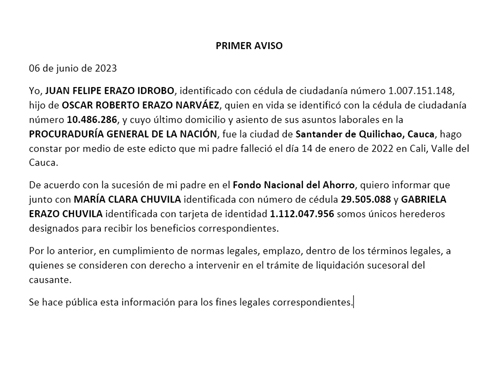 Atención al siguiente Edicto por sucesión Atención al siguiente Edicto por sucesión