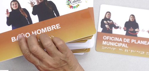 Señalización especial en Caloto para personas con discapacidad Señalización especial en Caloto para personas con discapacidad