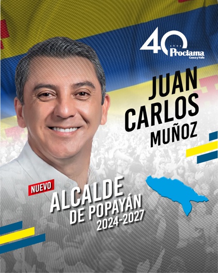 Juan Carlos Muñoz Bravo liderará a Popayán desde la Alcaldía Juan Carlos Muñoz Bravo liderará a Popayán desde la Alcaldía