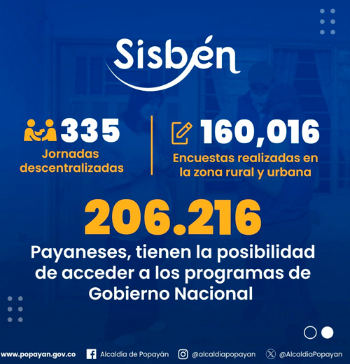 Más de 200.000 payaneses están inscritos en el Sisbén
