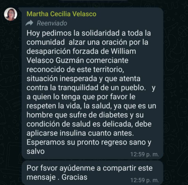 Comunidad de Corinto hace angustioso llamado para liberación del hermano de la alcaldesa Velasco Guzmán Comunidad de Corinto hace angustioso llamado para liberación del hermano de la alcaldesa Velasco Guzmán