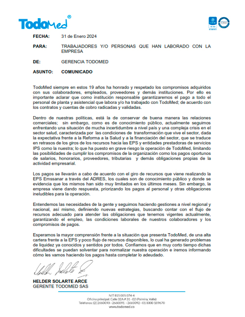 Trabajadores de la salud en alerta roja por falta de pago Trabajadores de la salud en alerta roja por falta de pago