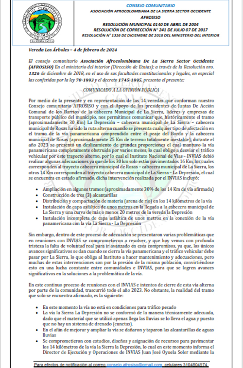 La Sierra exige cumplimientos del gobierno La Sierra exige cumplimientos del gobierno