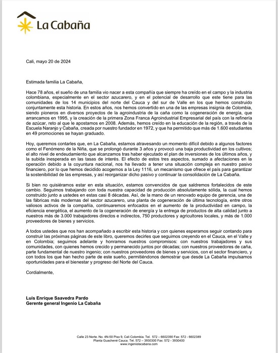 Ingenio La Cabaña se declara en quiebra