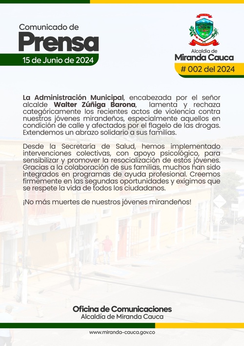 Comunicado de Prensa de la Alcaldía de Miranda con relación a hechos de violencia Comunicado de Prensa de la Alcaldía de Miranda con relación a hechos de violencia