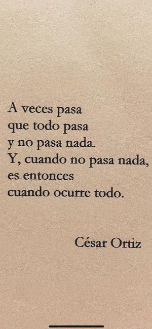 Cuando no pasa nada, es entonces cuando ocurre todo.