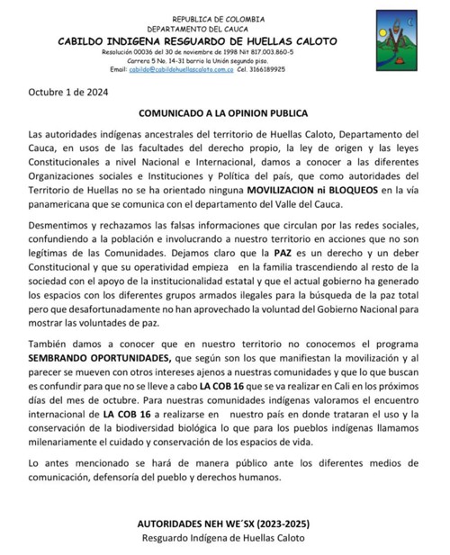 No es cierto que las comunidades indígenas pretendan sabotear la COP 16 No es cierto que las comunidades indígenas pretendan sabotear la COP 16