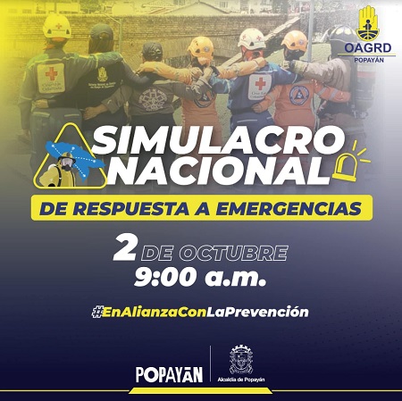 Popayán está lista para el Simulacro Nacional de Respuesta a Emergencia 2024. Popayán está lista para el Simulacro Nacional de Respuesta a Emergencia 2024.