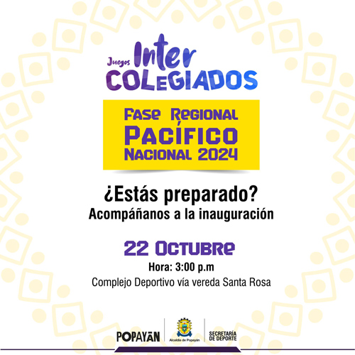 Popayán será sede de los Juegos Intercolegiales Pacífico 2024