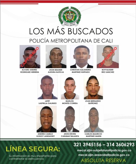 Capturados integrantes del cartel de los más buscados en Cali