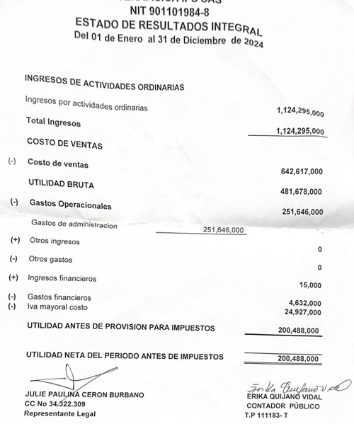 Terafísica presenta su situación financiera – Vigencia 2024 Terafísica presenta su situación financiera – Vigencia 2024