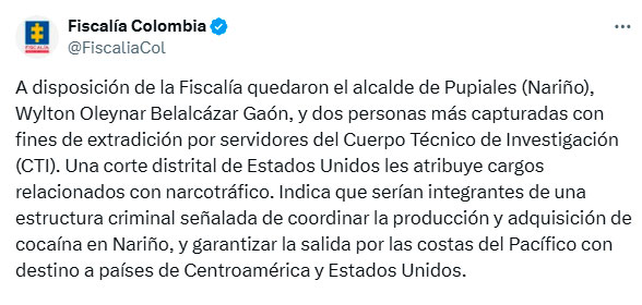 Alcalde de Pupiales fue capturado por extradición