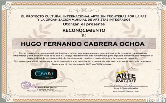 Reconocimiento Internacional a Hugo Cabrera Ochoa