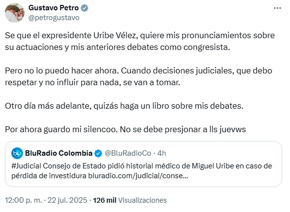 Choque entre Uribe y Petro por caso judicial Choque entre Uribe y Petro por caso judicial