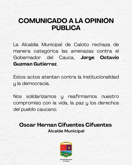 Gobernador del Cauca no está solo dicen alcaldes Gobernador del Cauca no está solo dicen alcaldes