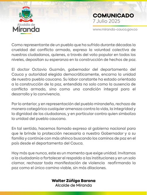 Gobernador del Cauca no está solo dicen alcaldes Gobernador del Cauca no está solo dicen alcaldes