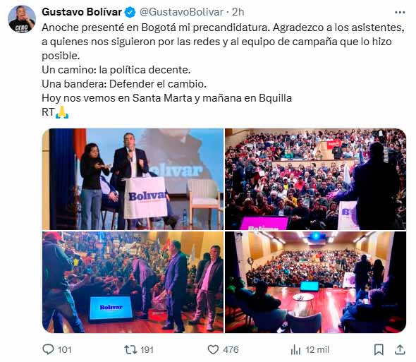 Gustavo Bolívar entra en carrera presidencial Gustavo Bolívar entra en carrera presidencial