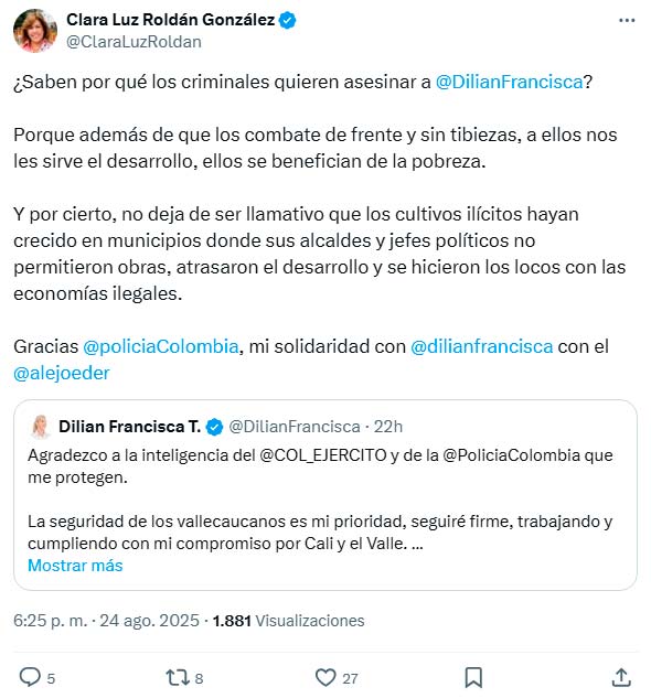 Exgobernadora vincula economías ilegales al plan contra Dilian y Éder Exgobernadora vincula economías ilegales al plan contra Dilian y Éder