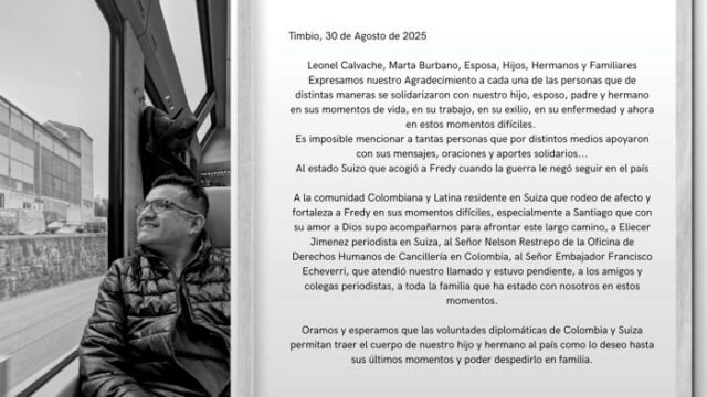 Familia de Fredy Calvache pide traer su cuerpo a Colombia Familia de Fredy Calvache pide traer su cuerpo a Colombia