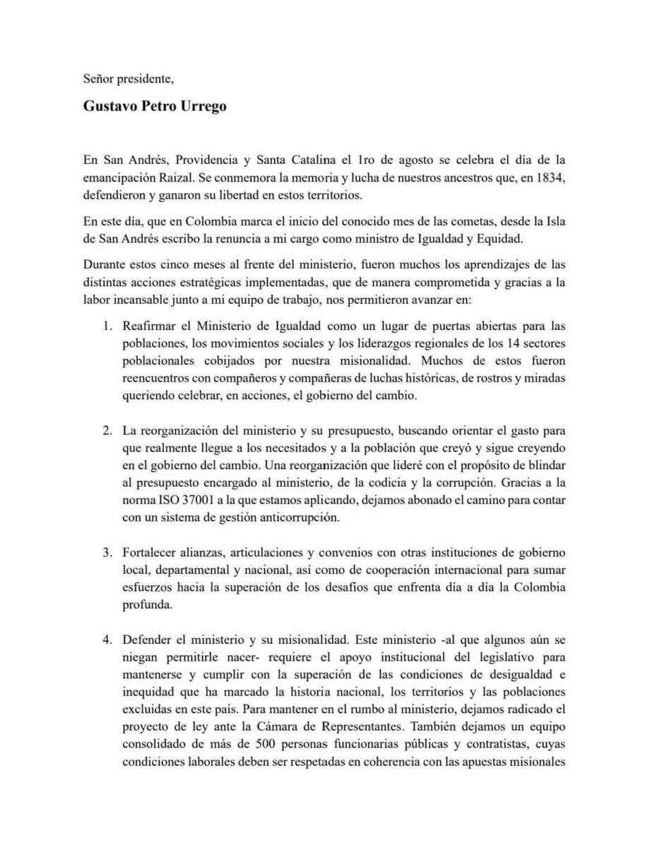 Renunció Carlos Rosero al Ministerio de Igualdad Renunció Carlos Rosero al Ministerio de Igualdad