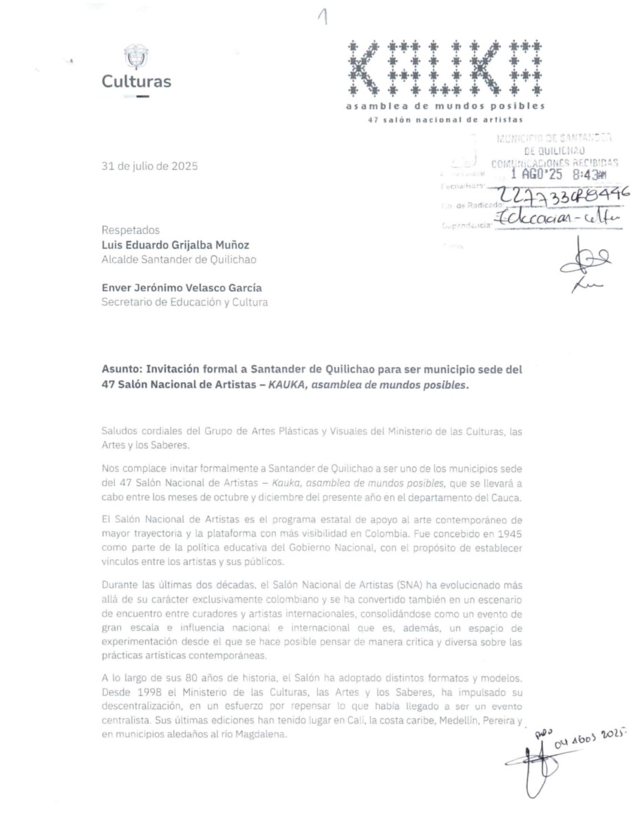 Santander de Quilichao será sede del 47 Salón Nacional de Artistas Santander de Quilichao será sede del 47 Salón Nacional de Artistas