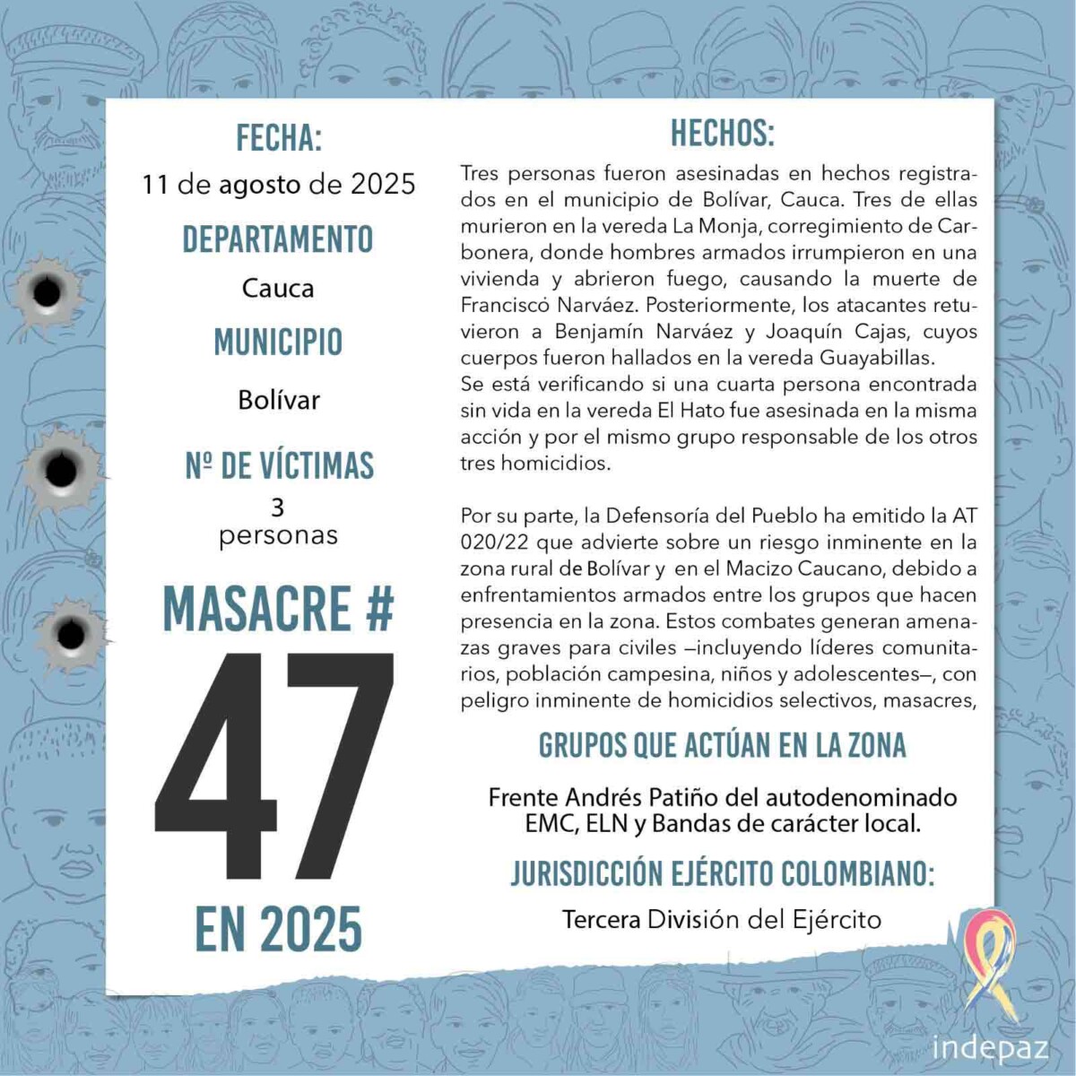 Tres asesinados en nueva masacre en Bolívar Cauca Tres asesinados en nueva masacre en Bolívar Cauca