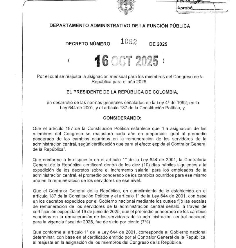 Congresistas colombianos recibirán más de 52 millones mensuales Congresistas colombianos recibirán más de 52 millones mensuales