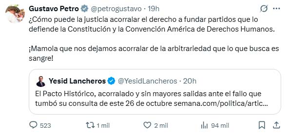 Petro busca salida tras el fallo que frena la consulta del Pacto Histórico Petro busca salida tras el fallo que frena la consulta del Pacto Histórico