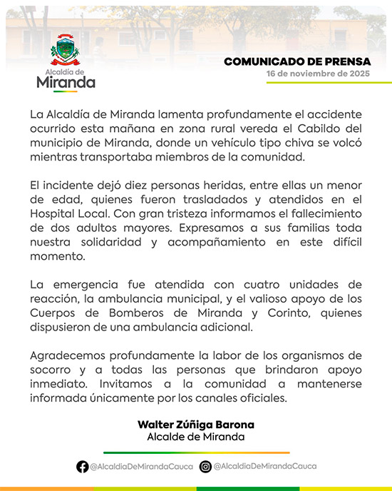Comunicado Oficial - Alcaldía de Miranda Comunicado Oficial - Alcaldía de Miranda