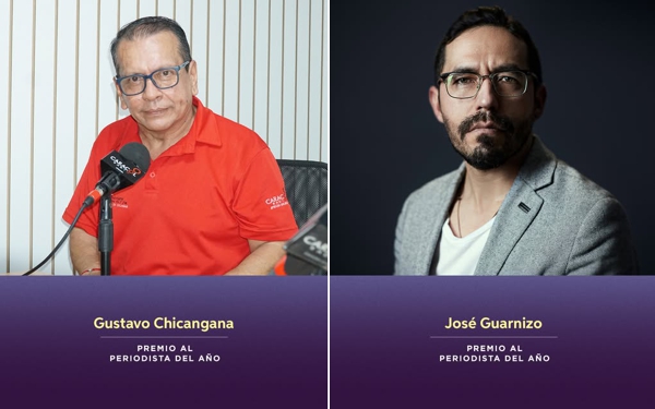 Periodista del Año (dos ganadores): Gustavo Chicangana (Caracol Radio Guaviare) y José Guarnizo (Vorágine).