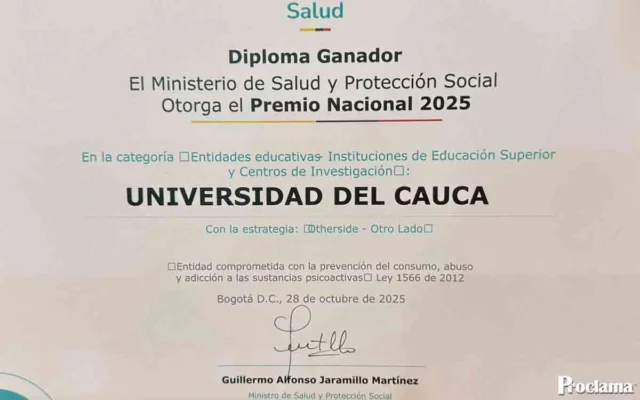 Unicauca recibe Premio Nacional por su compromiso en la prevención de adicciones Unicauca recibe Premio Nacional por su compromiso en la prevención de adicciones